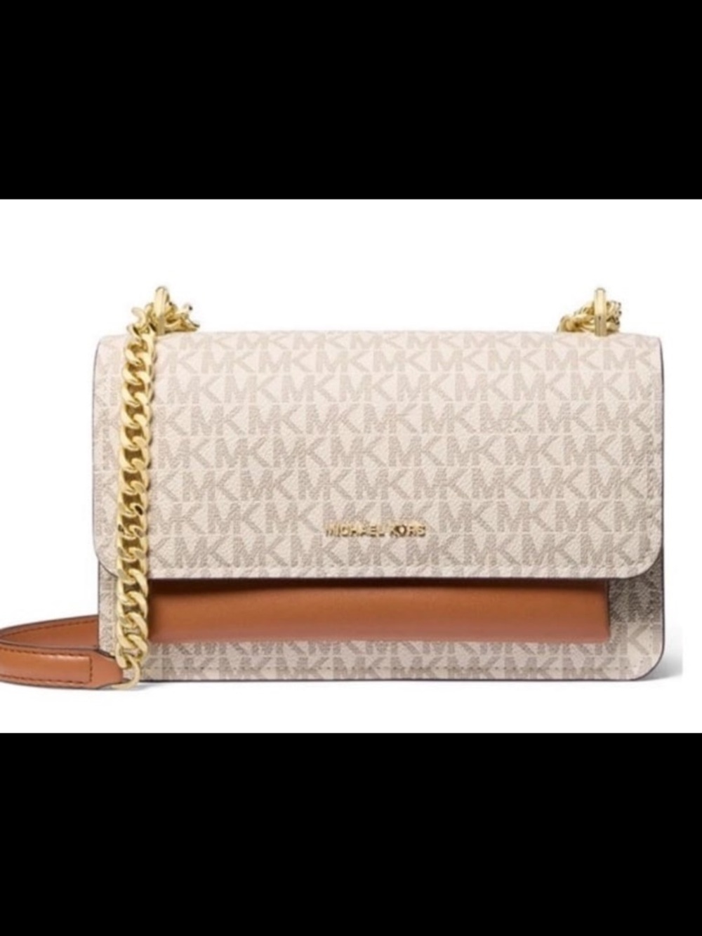 Michael Kors Claire Crossbody NWT Vanilla MK Logo Chain Bag